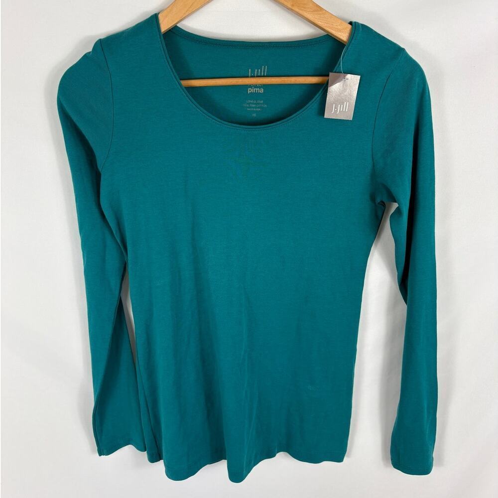 NWT J Jill Perfect Pima Long Sleeve Teal Tshirt Size XS
